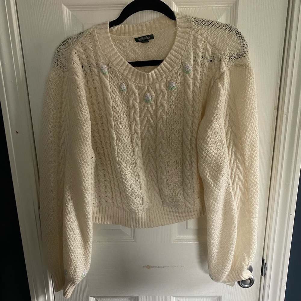 Cream sweater with flowers